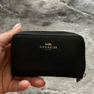 COACH small black zip around wallet/card holder